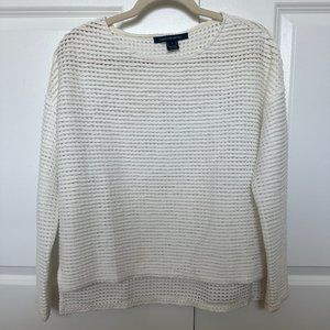 French Connection White Eyelet Long Sleeve Top - Size S